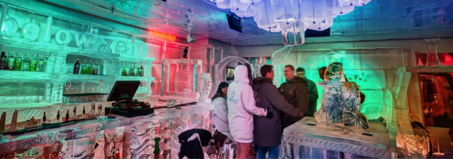 A group enjoying themselves in Below Zero Ice Bar
